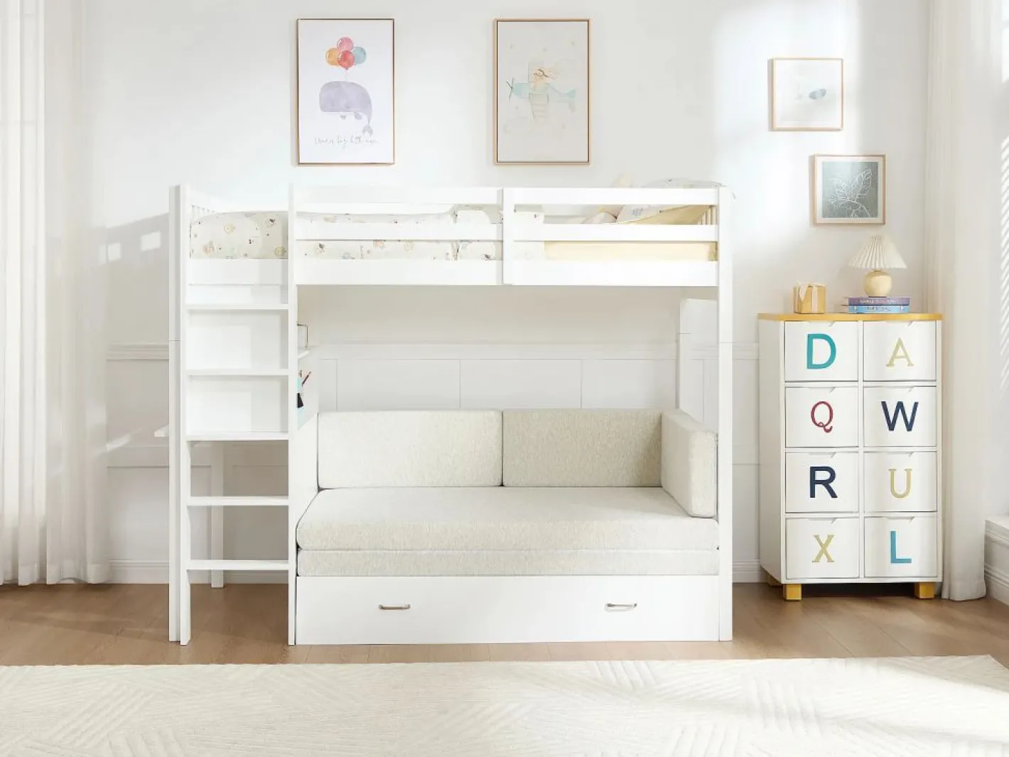Cama alta 90 X 190 cm con sofá convertible - Pino y MDF - - ORPELIA^Vente-unique Sale