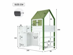 Cama alta, cama infantil cabina 90x200cm con escalera, armario y estantes de almacenamiento, somier de láminas, sin colchón, color blanco y^Hauss Spole Discount