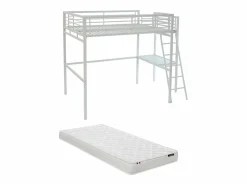 Vente-unique Cama Alta|Cama alta CASUALII para 2 personas con escritorio, color , con colchón