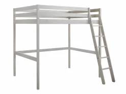 Vente-unique Cama Alta|Cama Infantil|Cama alta con escritorio 140 x 190 cm de Pino macizo con colchón GEDEON II