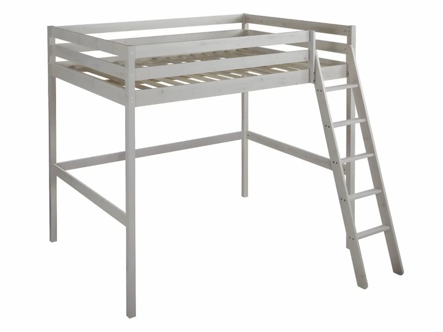 Vente-unique Cama Alta|Cama Infantil|Cama alta con escritorio 140 x 190 cm de Pino macizo con colchón GEDEON II