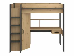 Cama alta con escritorio y armario 90 x 200 cm natural y antracita. AUCKLAND^Vente-unique Sale