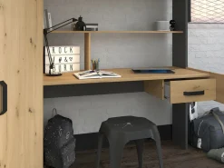 Cama alta con escritorio y armario 90 x 200 cm natural y antracita. AUCKLAND^Vente-unique Sale