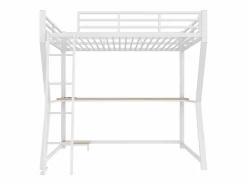 Cama Alta|Cama alta de 140 x 200 cm - Cama para adultos con iluminación LED y USB, escritorio - - colchón no incluido
