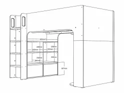 Cama alta de 90 x 190 cm con almacenaje, blanca + colchón - COLUMI^Vente-unique Sale