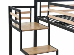 Vente-unique Cama alta de 140 x 200 cm en metal y MDF, color y natural, con colchón - JOGUI Negro Online