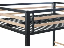 Vente-unique Cama alta de 140 x 200 cm en metal y MDF, color y natural, con colchón - JOGUI Negro Online