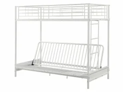Vente-unique Cama Alta|Cama Infantil|Cama alta de metal de 90 x 190 cm con sofá convertible + futón + colchón MODULO V