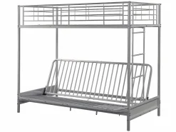 Vente-unique Cama Alta|Cama alta de metal de 90 x 190 cm con banco convertible + futón negro MODULO V