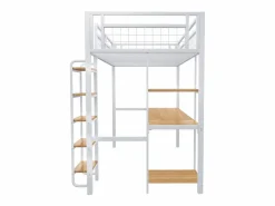Cama alta de metal 90x200 cm - con escritorio y escalera de seguridad -^ModernLuxe Clearance