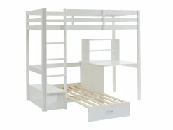 Vente-unique Cama Con Almacenaje|Cama Infantil|Cama alta escritorio, sofá y compartimentos. 90x200 cm. Pino macizo. . GOLIATH II