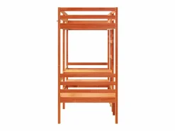 Cama alta escritorio y asientos madera maciza marrón 90x190 cm^vidaxl New