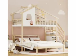 Cama alta infantil 90x200 cm, cama inferior 140x200 cm, + natural^ Online