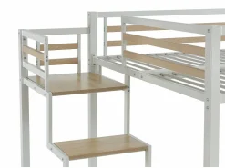 Cama alta JOGUI de metal y MDF de 140 x 200 cm con colchón^Vente-unique New