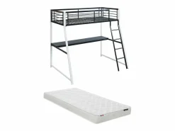 Cama alta MALICIA - 90x190 - escritorio + colchón integrado^Vente-unique