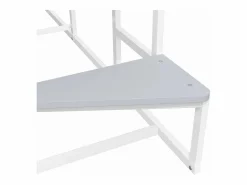 SENHO Cama alta MONTANA con escalera reversible y gran zona de descanso de 140 x 190 cm en metal con acabado epoxi y melamina gris claro Blanco New