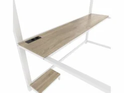 Cama alta para adultos 140x200 cm, blanca, con luz LED y USB, escritorio - sin colchón^OKWISH Hot