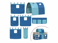 vidaxl Cama alta para niños con túnel madera pino 90x190 cm Azul Outlet