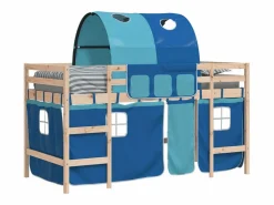 vidaxl Cama alta para niños con túnel madera pino 90x190 cm Azul Outlet