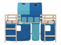 vidaxl Cama alta para niños con túnel madera pino 90x190 cm Azul Outlet