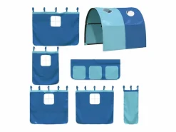 vidaxl Cama alta para niños con túnel madera pino 90x190 cm Azul Outlet
