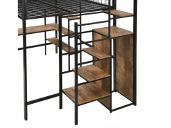 Cama alta 140x200 cm - estructura de hierro - con escritorio y estantes -^ModernLuxe Online