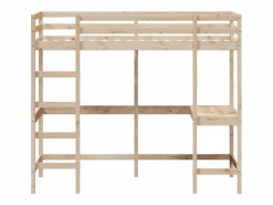 Cama Alta|Cama alta -90x190 cm con escritorio madera maciza de pino ES11726