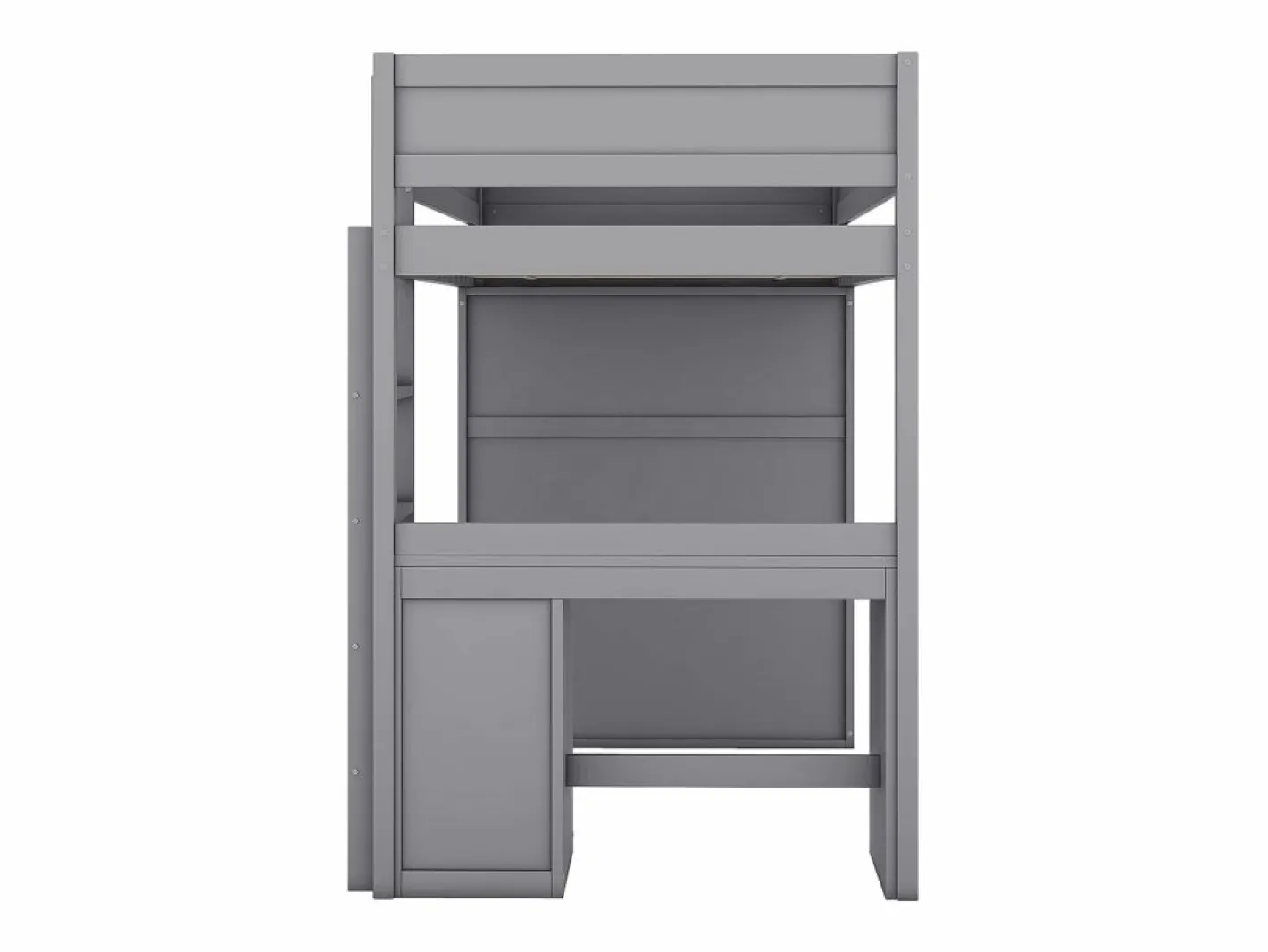 Merax Cama Alta|Cama alta 90x200 cm con escritorio + 2 cajones - Armario con puerta corredera - Madera MDF -