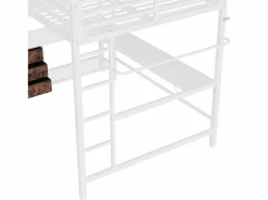 Cama alta 140x200cm con LED y enchufes - escritorio con 3 cajones y balda -^ModernLuxe Sale