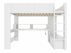 Cama altillo 140×200 cm - con escritorio - con iluminación LED - con 1 cajón - con estante - (sin colchón)^ModernLuxe Sale