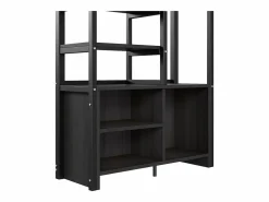 ModernLuxe Cama altillo de metal 90x200 cm - con escritorio + tomas USB + barreras - Negro Discount