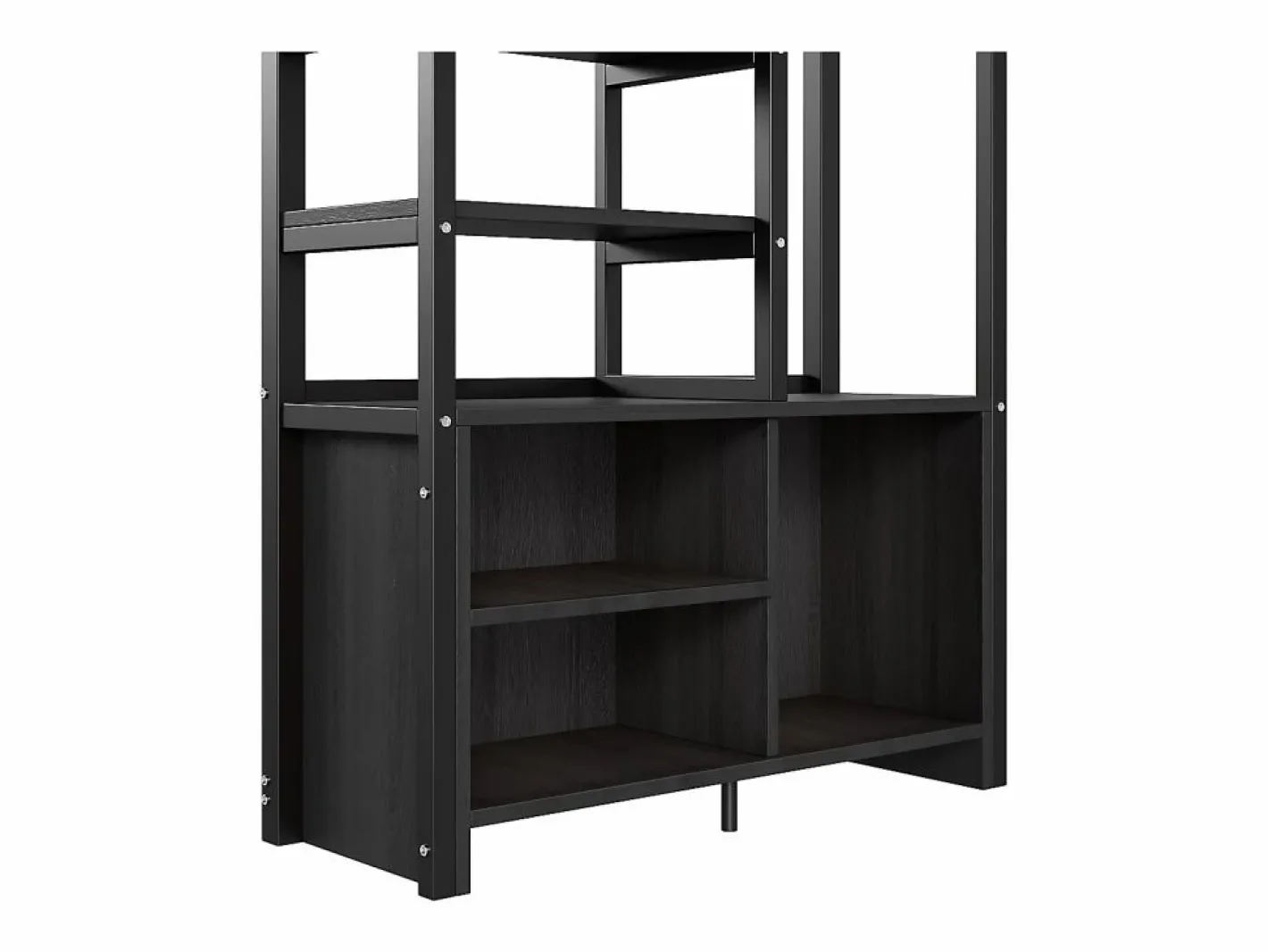 ModernLuxe Cama altillo de metal 90x200 cm - con escritorio + tomas USB + barreras - Negro Discount