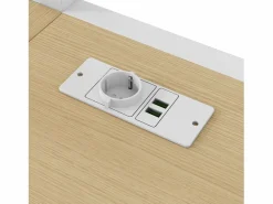 ModernLuxe Cama altillo de metal 140x200cm - con escritorio y compartimentos de almacenamiento - con luz LED y puerto USB - MDF - (colchón no incluido) Blanco Clearance