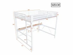 Cama altillo de metal 160x200cm - con escritorio - con iluminación LED y puerto de carga USB - ​ (sin colchón)^ModernLuxe Outlet