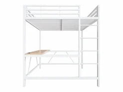 Cama altillo de metal 160x200cm - con escritorio - con iluminación LED y puerto de carga USB - ​ (sin colchón)^ModernLuxe Outlet