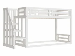 ModernLuxe Cama altillo infantil 90×200 cm - con escalera y somier de láminas - Blanco Online