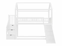 Cama altillo infantil 90x200 cm - con tobogán y escalera de almacenaje - madera maciza - con somier de láminas -^ModernLuxe Sale