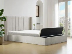 Vente-unique Cama Con Canapé|Cama Con Almacenaje|Cama arcón 160 x 200 cm con banco en tela color + colchón - DOUINO