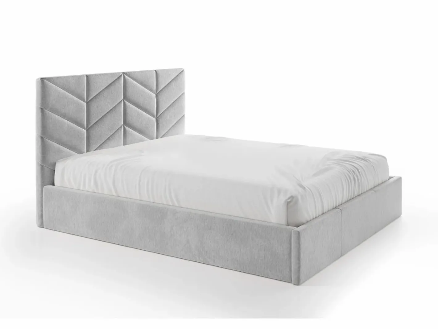 Vente-unique Cama Con Canapé|Cama Con Almacenaje|Cama arcón king size 200 x 200 cm de tejido texturizado - JUSTANI