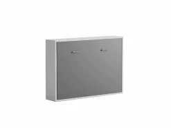 Vente-unique Cama armario abatible horizontal 140 x 200 cm gris y blanco con colchón - MALINA II Gris / Blanco Online