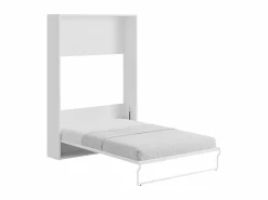 Vente-unique Cama armario batiente vertical 140 x 200 cm con colchón - MALINA II Blanco Clearance