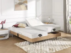 NATUREA Cama articulada eléctrica roble LYSIS III motor OKIN 2x90x200 cm Color natural claro Hot