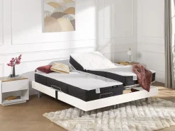 Cama articulada eléctrica somier colchón de muelles 5 zonas 2 x 70 x 190 cm gris MANAM^Ysmée Clearance