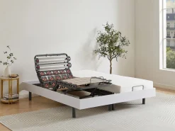 Ysmée Cama articulada eléctrica colchón de espuma con memoria de forma 2 x 80 x 200 cm gris SASORA Blanco Hot