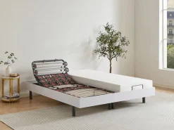 Ysmée Cama articulada eléctrica colchón de espuma con memoria de forma 2 x 80 x 200 cm gris SASORA Blanco Hot