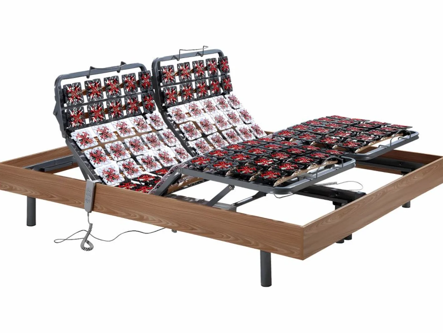 Cama articulada eléctrica somier colchón látex 3 zonas 2 x 90 x 200 cm tela gris TIARI^Ysmée Discount