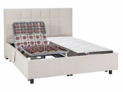 Ysmée Cama articulada eléctrica somier colchón látex 3 zonas 2 x 70 x 190 cm tela JOFAR Beige New
