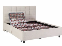 Ysmée Cama articulada eléctrica somier colchón látex 3 zonas 2 x 70 x 190 cm tela JOFAR Beige New