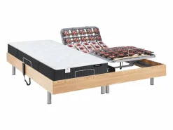 Ysmée Cama Articulada|Cama articulada eléctrica somier colchón de muelles 5 zonas 2 x 90 x 200 cm beige MANAM