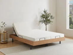Ysmée Cama articulada eléctrica somier colchón memoria de forma 2 x 80 x 200 cm beige SASORA Color natural claro Outlet